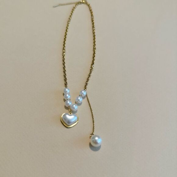 Heart pearl necklace #1323 - Picture 3 of 4